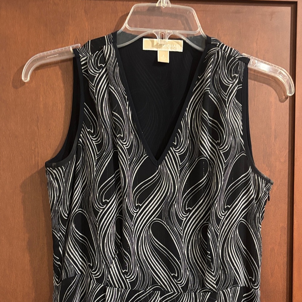 Michael Kors Black and Gray Swirl Maxi Dress